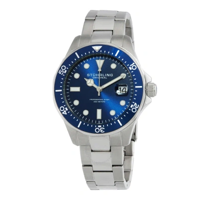 Stuhrling Original Aquadiver Quartz Blue Dial Men's Watch M17164 In Aqua / Blue