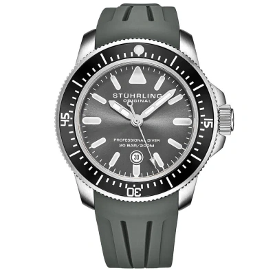 Stuhrling Original Aquadiver Quartz Grey Dial Men's Watch M13624 In Gray
