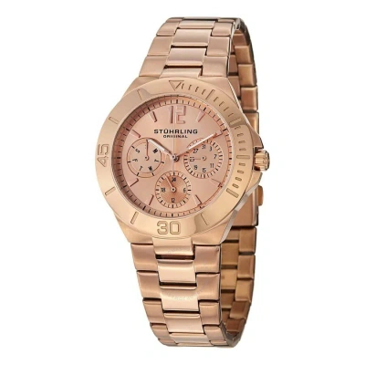 Stuhrling Original Aquadiver Rose Dial Ladies Watch M15305 In Aqua / Gold Tone / Rose / Rose Gold Tone