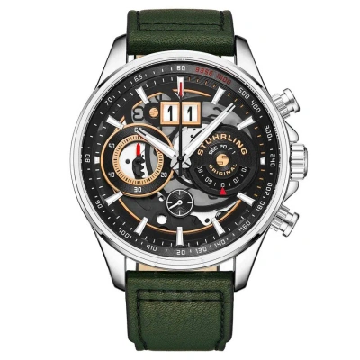 Stuhrling Original Aviator Black Dial Men's Watch M15539 In Black / Green