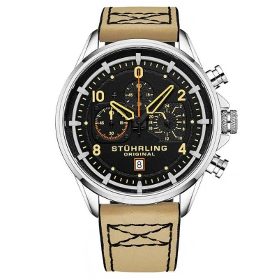 Stuhrling Original Aviator Black Dial Men's Watch M15552 In Beige / Black