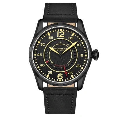 Stuhrling Original Aviator Black Dial Men's Watch M15933 In Red   / Black / Cream