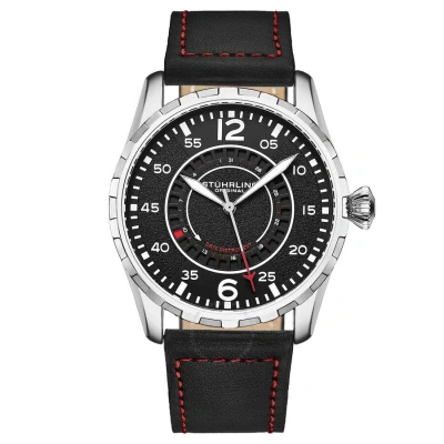 Stuhrling Original Aviator Black Dial Men's Watch M15980 In Red   / Black / Silver / White