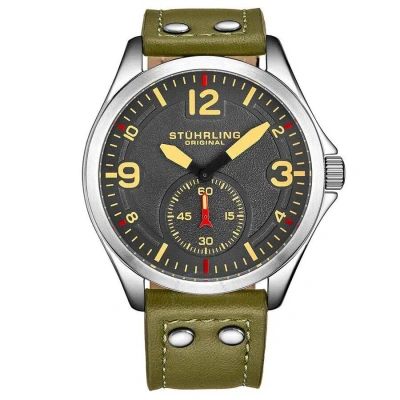 Stuhrling Original Aviator Grey Dial Men's Watch M15398 In Green