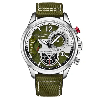 Stuhrling Original Aviator Quartz Green Dial Men's Watch M13588 In Gray