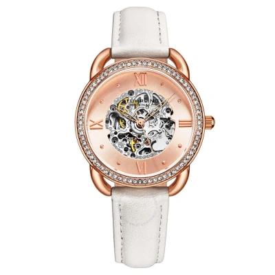 Stuhrling Original Legacy Automatic Rose Gold Dial Ladies Watch M16852 In White