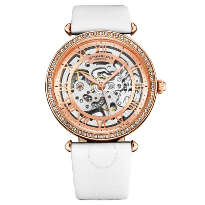 Stuhrling Original Legacy Automatic Rose Gold Dial Ladies Watch M17194 In White