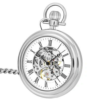 Stuhrling Original Legacy Hand Wind White Dial Men's Pocket Watch M13643 In Gray