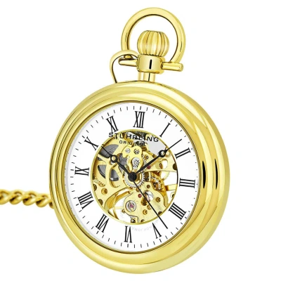 Stuhrling Original Legacy Hand Wind White Dial Men's Pocket Watch M13644 In Gold