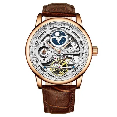 Stuhrling Original Legacy Silver Skeleton Dial Men's Watch M15660 In Brown