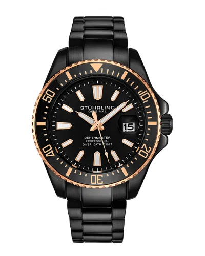 Stuhrling Original Aquadiver Black Dial Men's Watch M15768 In Aqua / Black / Gold Tone / Rose / Rose Gold Tone