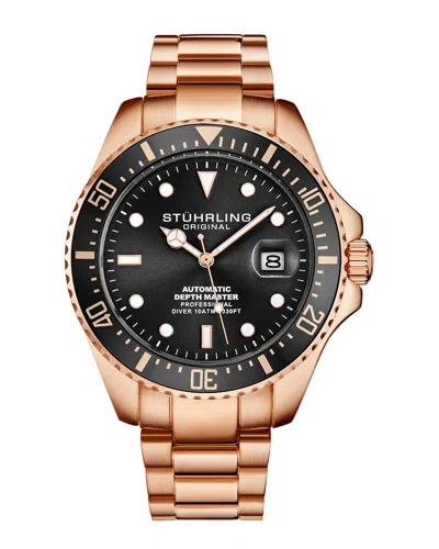 Stuhrling Original Aquadiver Black Dial Men's Watch M15722 In Aqua / Black / Gold Tone / Rose / Rose Gold Tone