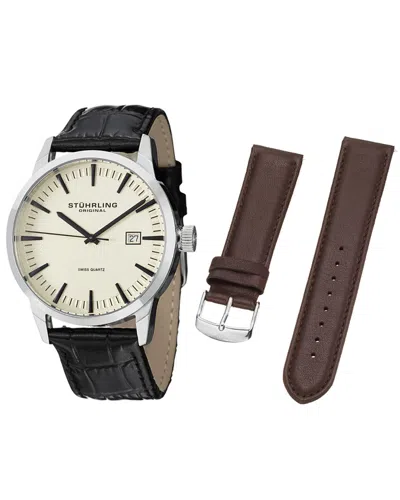Stuhrling Original Stührling Original Men's Ascot 42 Watch Set With Interchangeable Strap