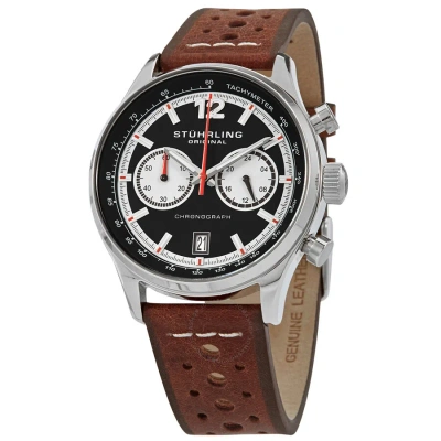 Stuhrling Original Monaco Black Dial Men's Watch M15560 In Black / Brown / Silver