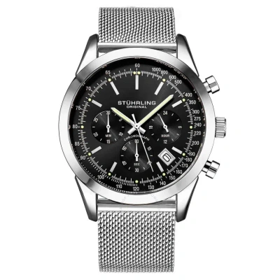 Stuhrling Original Monaco Black Dial Men's Watch M15856 In Black / Silver