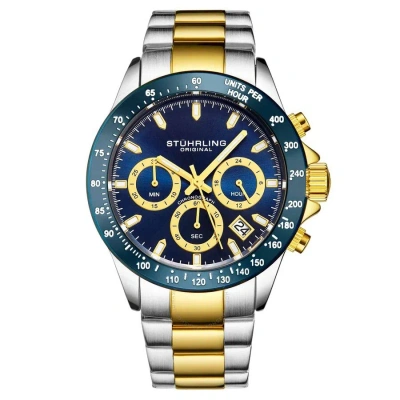 Stuhrling Original Monaco Blue Dial Men's Watch M15971 In Two Tone  / Blue / Gold Tone / Yellow