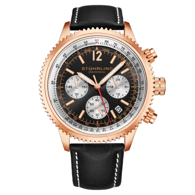 Stuhrling Original Monaco Chronograph Quartz Black Dial Men's Watch M16991 In Black / Gold Tone / Rose / Rose Gold Tone / Silver