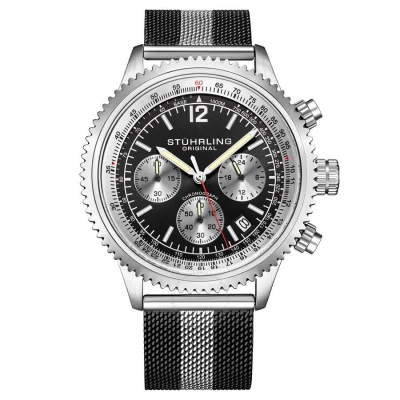 Stuhrling Original Monaco Chronograph Quartz Black Dial Men's Watch M17132 In Two Tone  / Black