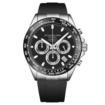 Stuhrling Original Monaco Chronograph Quartz Black Dial Men's Watch M18212 In Black / Silver