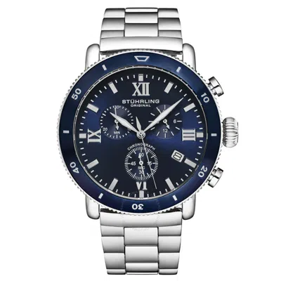 Stuhrling Original Monaco Chronograph Quartz Blue Dial Men's Watch M17993 In Metallic