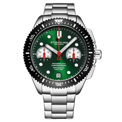 Stuhrling Original Monaco Chronograph Quartz Green Dial Men's Watch M17169