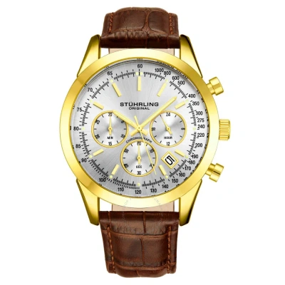 Stuhrling Original Monaco Chronograph Quartz Silver Dial Men's Watch M17171 In Gold