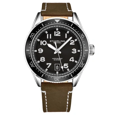 Stuhrling Original Monaco Quartz Black Dial Men's Watch M13668 In Gray