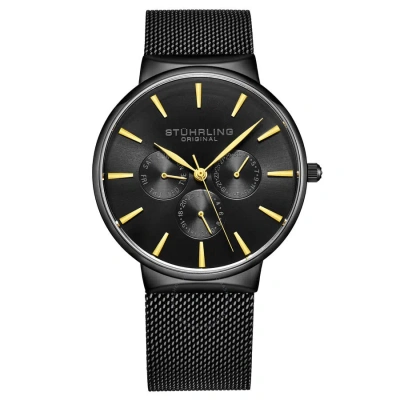 Stuhrling Original Monaco Quartz Black Dial Men's Watch M16246 In Gold