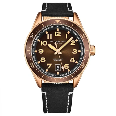 Stuhrling Original Monaco Quartz Brown Dial Men's Watch M13664 In Black