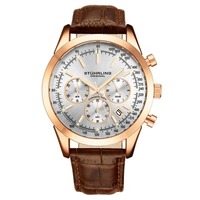 Stuhrling Original Monaco Quartz Silver Dial Men's Watch M13654 In Gold