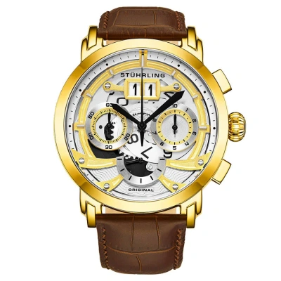 Stuhrling Original Monaco Quartz White Dial Men's Watch M13531 In Gold