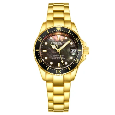 Stuhrling Original Vogue Quartz Black Dial Ladies Watch M13645 In Gold
