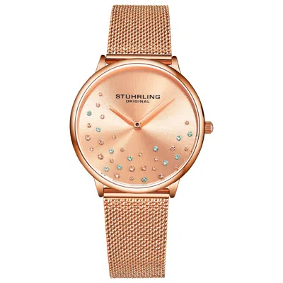 Stuhrling Womens Rose Goldtone Stainless Steel Strap Watch 3928.5