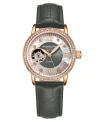 Stuhrling Womens Automatic Gray Leather Strap Watch 3952 3 In Gray