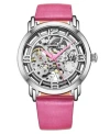 Stuhrling Womens Automatic Pink Leather Strap Watch 3982 3 In White