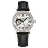 Stuhrling Womens Automatic Black Leather Strap Watch 3952 1 In Metallic