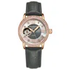 Stuhrling Womens Automatic Gray Leather Strap Watch 3952 3 In Gold