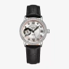 Stuhrling Womens Automatic Black Leather Strap Watch 3952 1 In Black