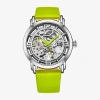 Stuhrling Womens Automatic Green Leather Strap Watch 3982 2 In Green