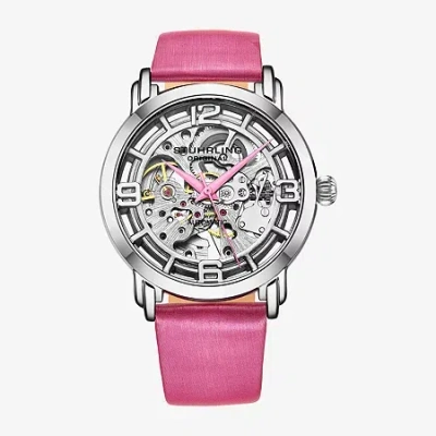 Stuhrling Womens Automatic Pink Leather Strap Watch 3982 3