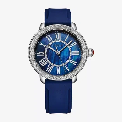Stuhrling Womens Blue Leather Strap Watch 4068.2