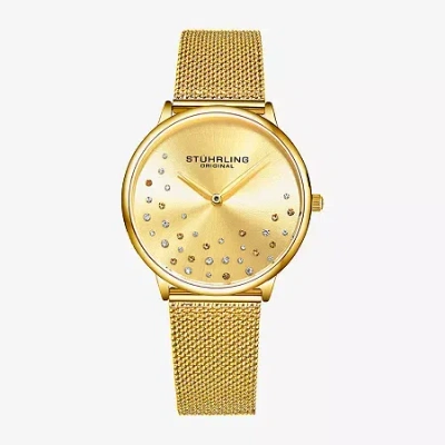Stuhrling Womens Gold Tone Stainless Steel Strap Watch 3928.6