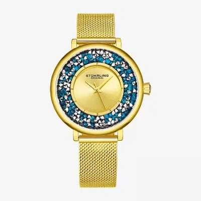 Stuhrling Womens Gold Tone Stainless Steel Strap Watch 793a.04 In Yellow