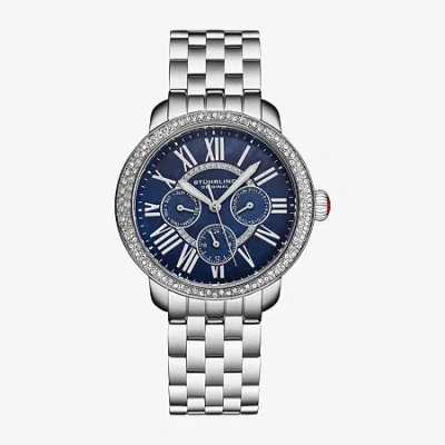 Stuhrling Womens Silver Tone Stainless Steel Bracelet Watch 4081.2 In Blue