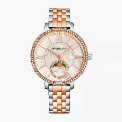 Stuhrling Womens Two Tone Stainless Steel Bracelet Watch 4038 4 In Burgundy