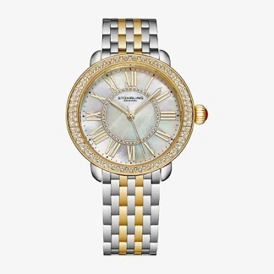 Stuhrling Womens Two Tone Stainless Steel Bracelet Watch 4074.3 In Gold