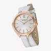 Stuhrling Womens White Leather Strap Watch 568 03 In White