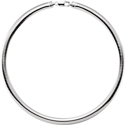 Pre-owned Stuller Inc Domed Omega Necklace 7.25mm Wide 18" Long .925 Sterling Silver Half Round