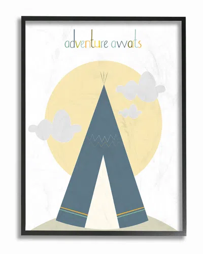 Stupell Adventure Awaits Tee Pee In Blue By Karen Zukowski (finny And Zook) Framed Art