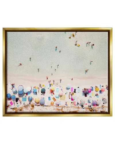 Stupell Aerial Beach View People Swimming Framed Floater Canvas Wall Art By Krista Broadway